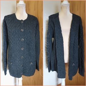 NWT* Aran Crafts Cardigan Fisherman Cozy Oversize Button Chunky Knit XL